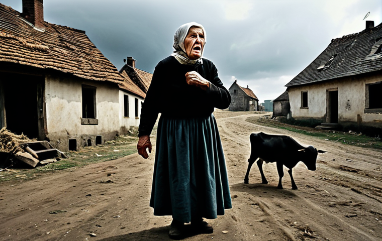 중세 유럽의 가톨릭과 마녀 사냥 - Image Prompt 1: The Scapegoat Accused in a Famine-Stricken Village** 중세 유럽의 가톨릭과 마녀 사냥 - Image Prompt 1: The Scapegoat Accused in a Famine-Stricken Village**