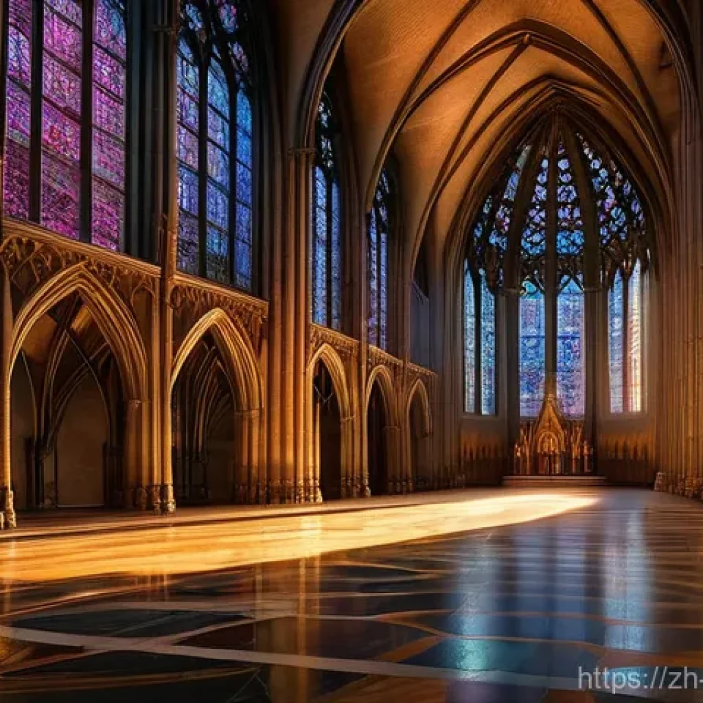 가톨릭과 예술의 만남 - **Gothic Cathedral of Light** An awe-inspiring, hyper-realistic shot of the interior of a majest...