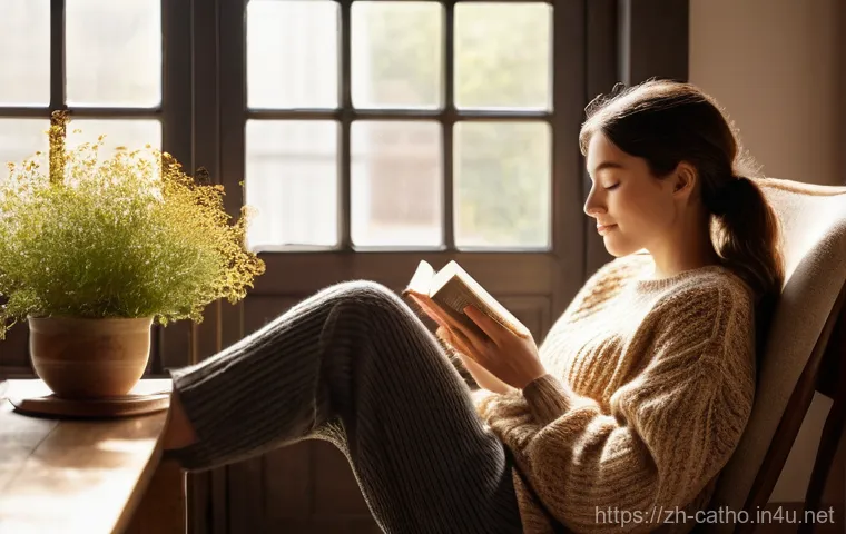 가톨릭의 십계명 해석 - **Prompt:** A young woman, appearing to be in her late 20s, is comfortably seated on a soft armchair...