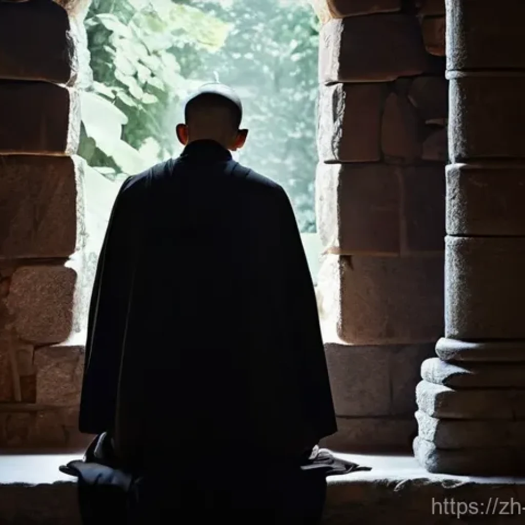 천주교 성가의 종류와 의미 - **Prompt for Gregorian Chant:** "A solitary Benedictine monk, clad in a traditional, loose-fitti...