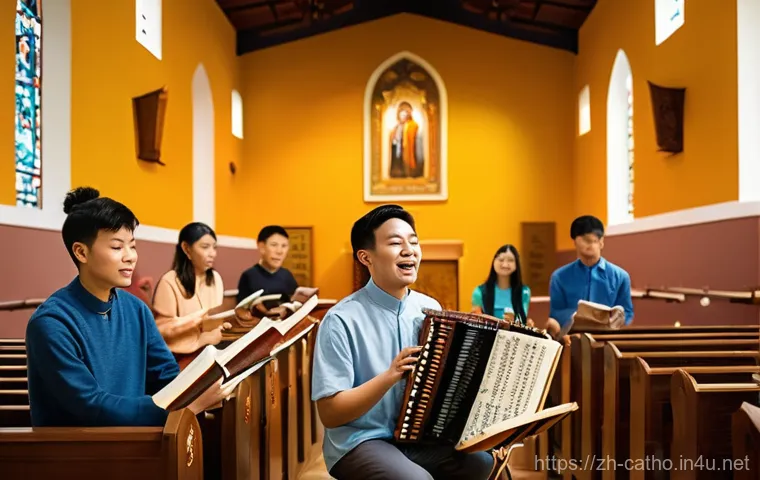 천주교 성가의 종류와 의미 - **Prompt for Gregorian Chant:** "A solitary Benedictine monk, clad in a traditional, loose-fitti...