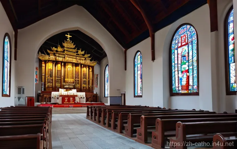 한국 최초의 성당들 - **Prompt:** "A clandestine gathering of early Korean Catholic believers in a humble, dimly lit tradi...