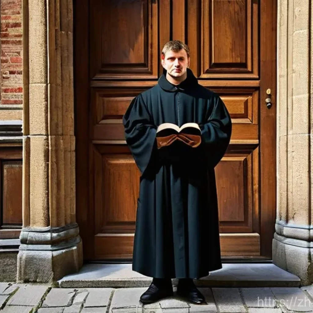 종교개혁과 카톨릭의 대응 - **Prompt:** A vivid, historically accurate depiction of Martin Luther in his Augustinian monk's habi...